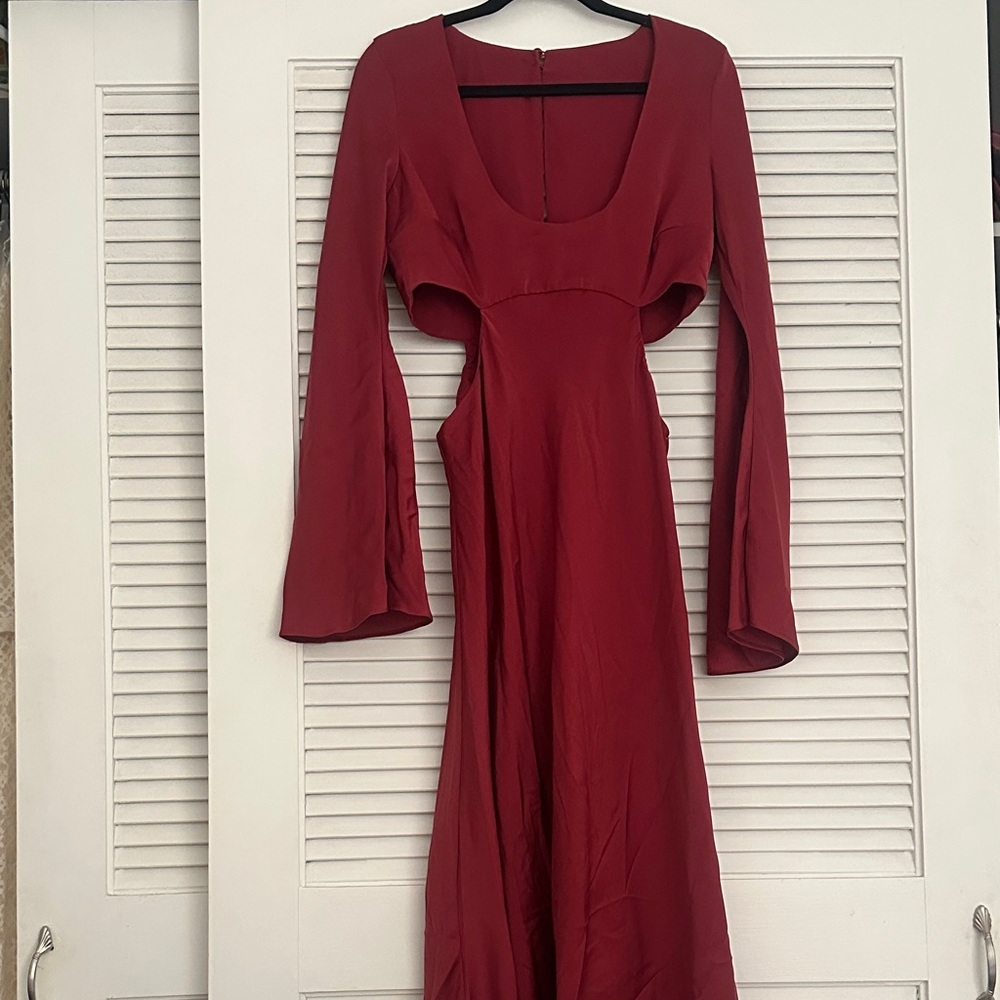 ASOS Red Long Sleeve Dress with Cut-Outs